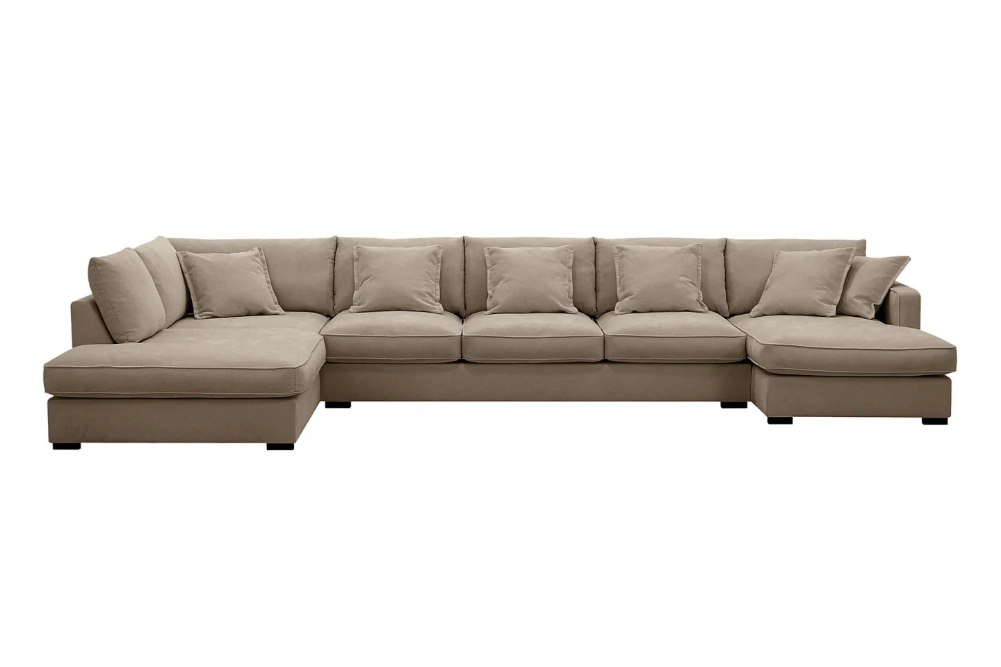 Rossita Lyx 6-sits Högervänd U-formad Extra djup Soffa med Divan och Schäslong i Tyg - Brun