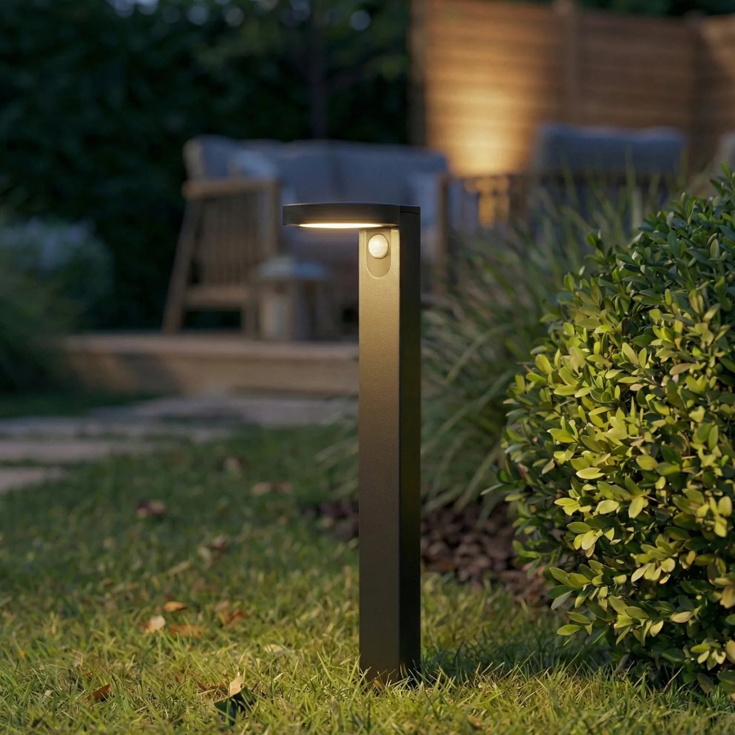 Tarlson LED-Solarwegelampe, rund, anthrazit, Sensor - Prios - Terrasse - Modern - Kunststoff - Einflammig