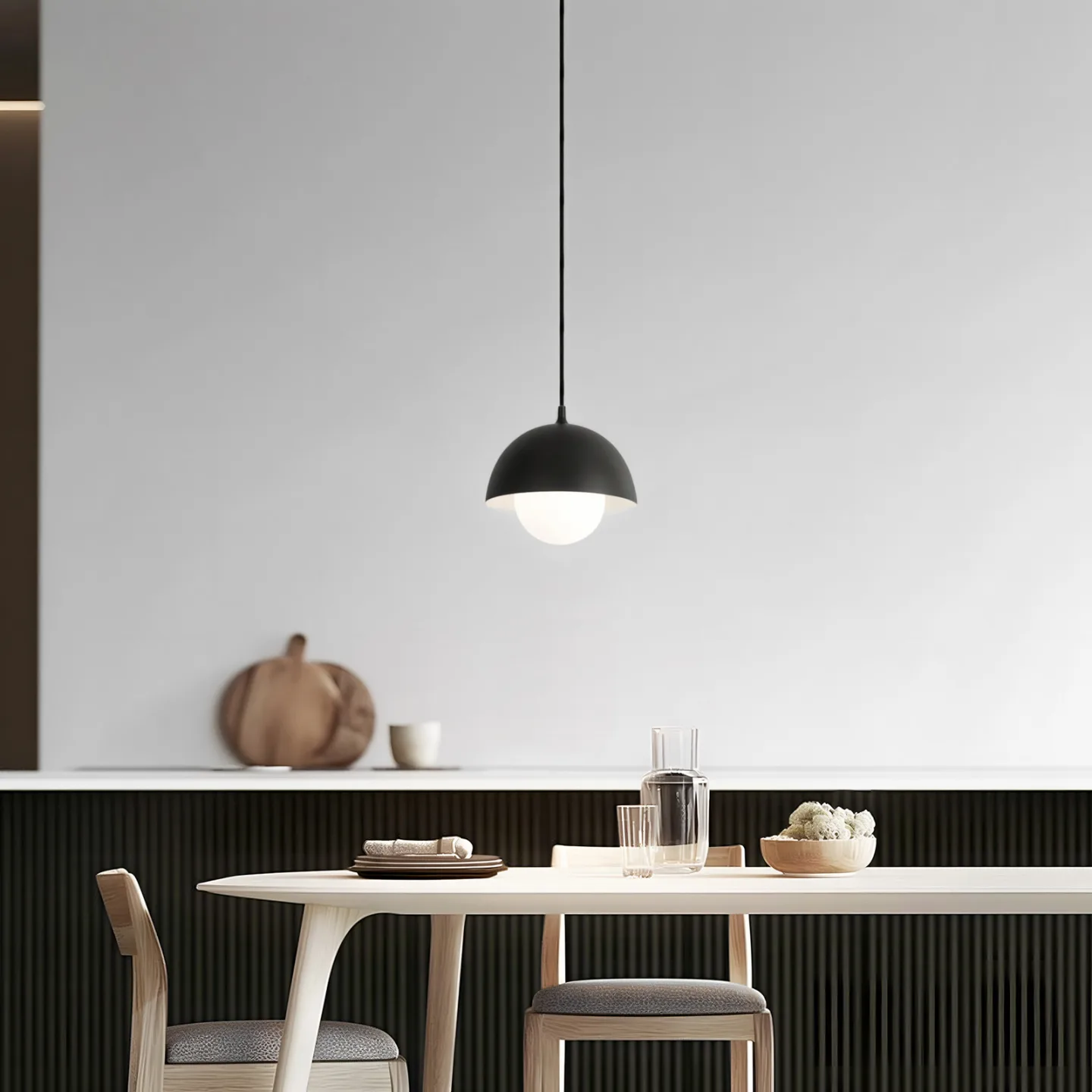 Hide Pendelleuchte, Ø 17 cm, schwarz, G9, Alu/Glas - NOLA - Wohnzimmer - Skandinavisch - Aluminium - Einflammig