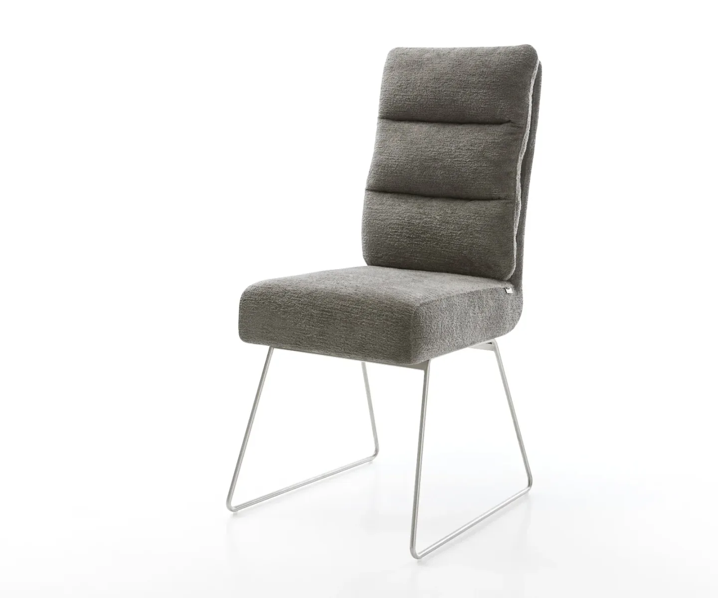 Esszimmerstuhl Pela-Flex Bouclé Soft Schlamm Kufengestell Edelstahl Taschenfederkern