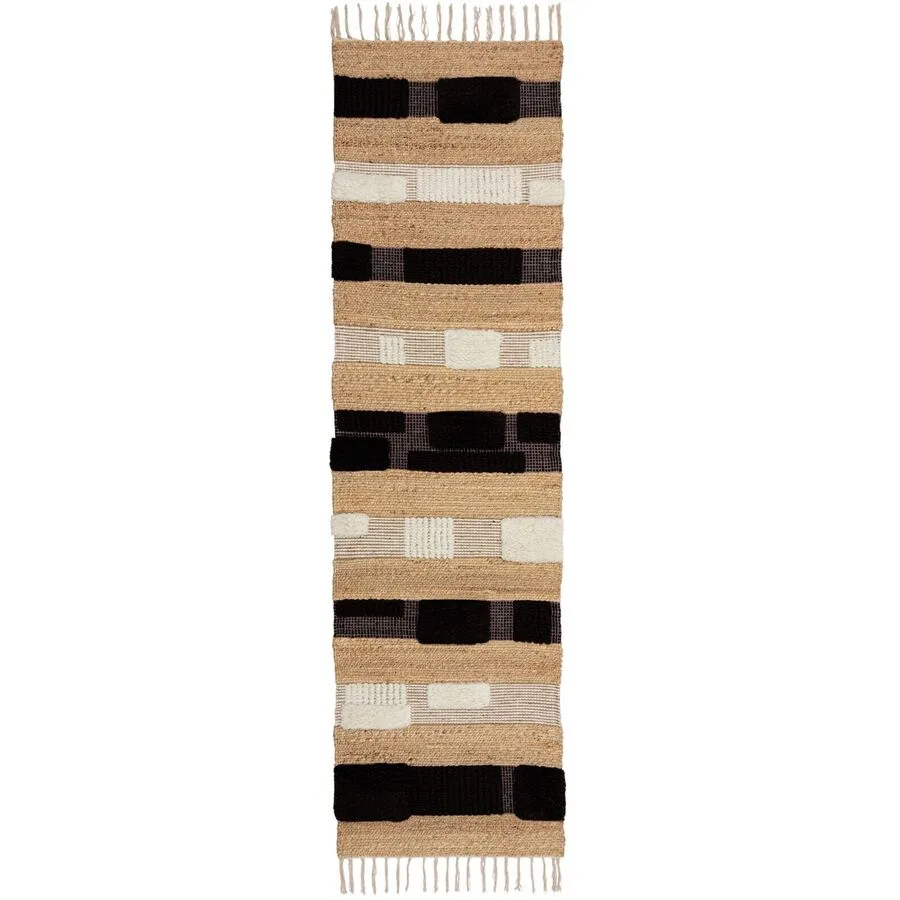 Teppich Slammer Braun/Schwarz/Weiss Jute 60 cm 230 cm