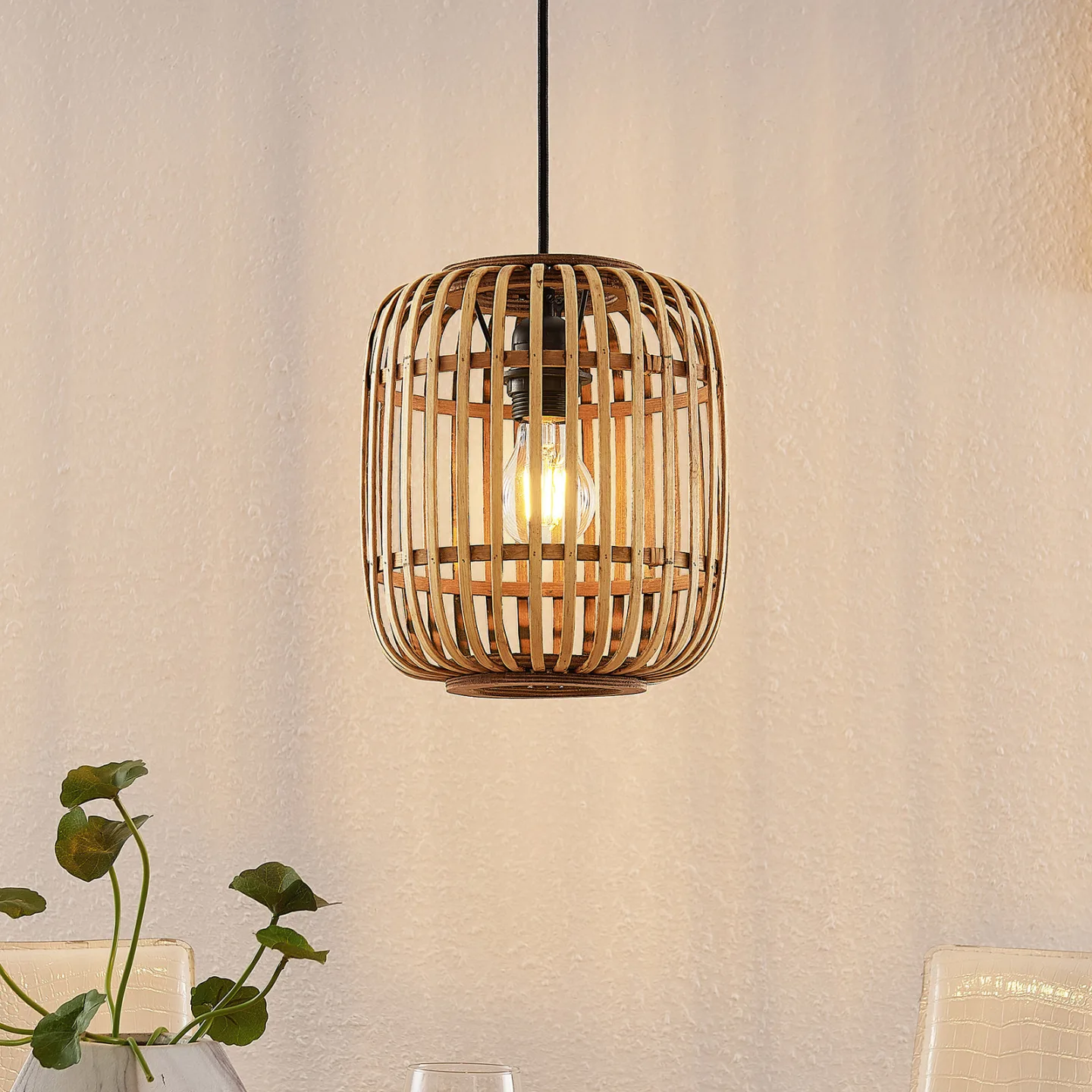Canyana Pendelleuchte Nature - Lindby - Wohnzimmer - Landhaus / Rustikal - Holz - Einflammig