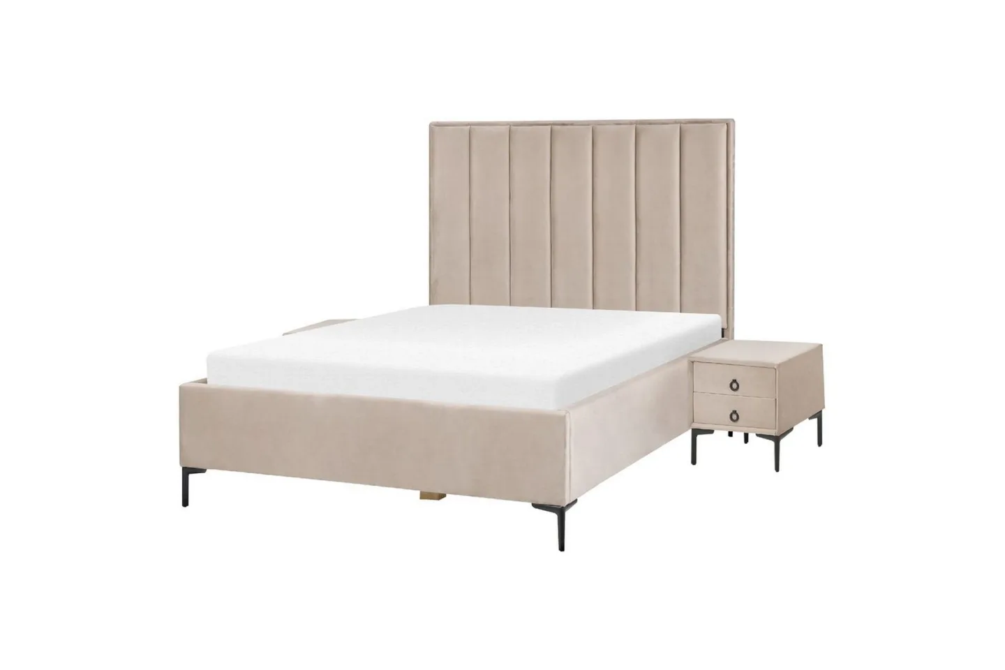 Sovrumsset Sezanne Grå/Beige/Svart, 140x200 cm, Sammet - Grå/Beige/Svart, 140x200 cm, Sammet