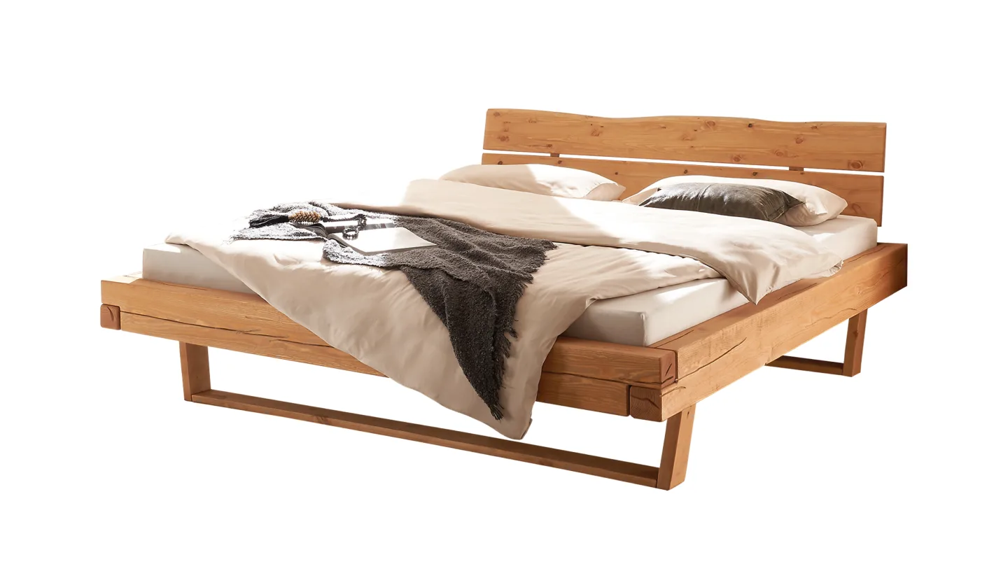 Balkenbett 180 cm Kiefer massiv Holzbeine - LIVAN
