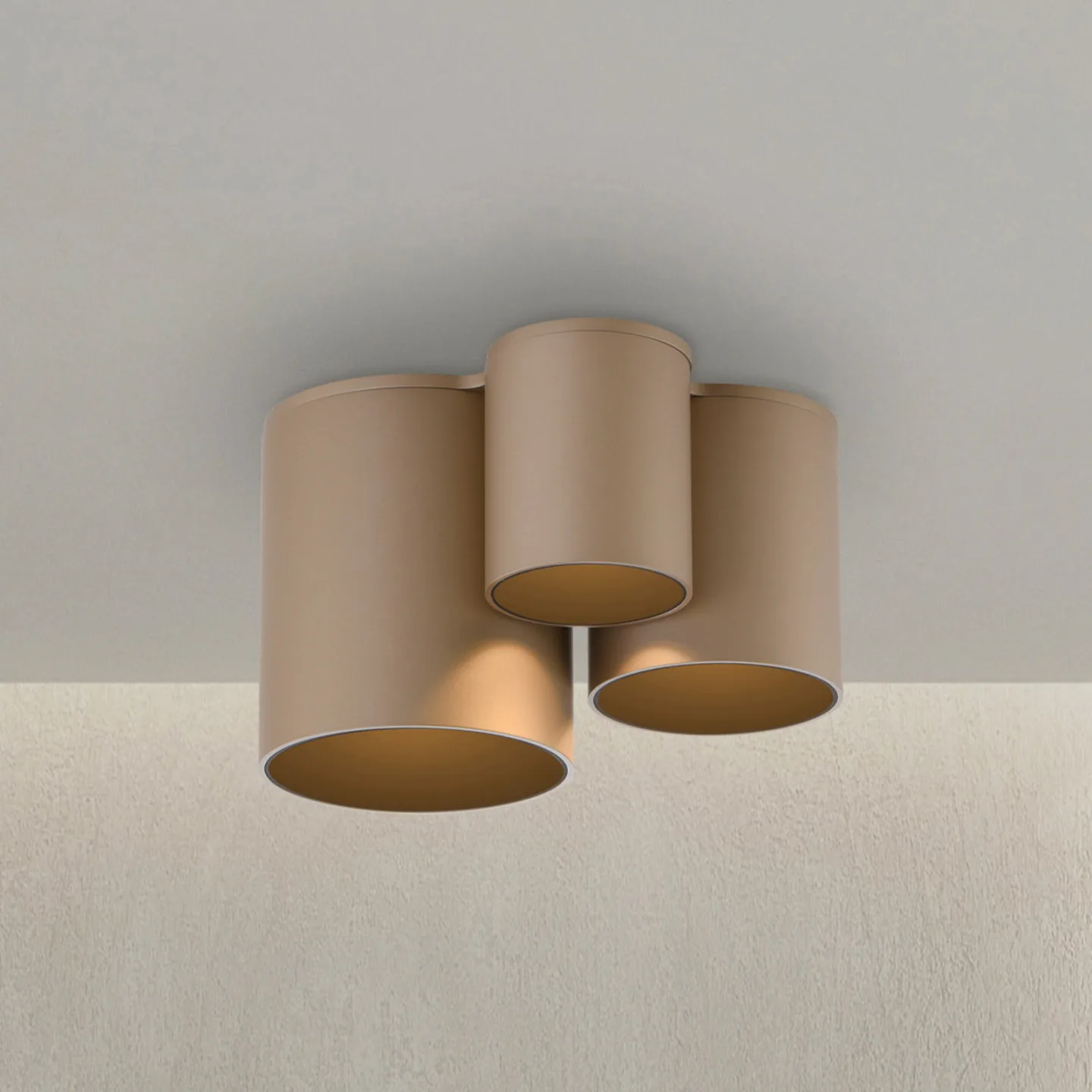 Point LED-taklampe til bad, bronse, 18 cm, 3 lyskilder, IP44 – PURE - Moderne - Metall - Med flere lyskilder
