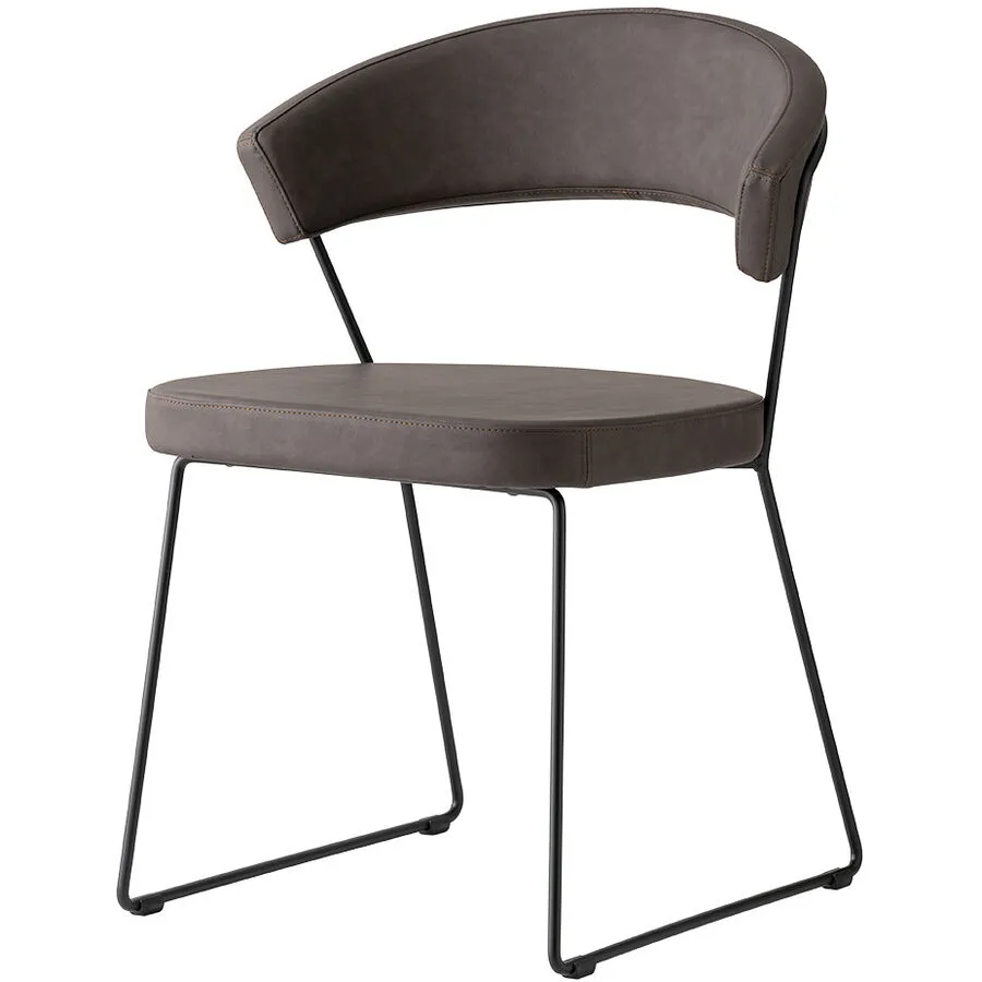 CONNUBIA Schalenstuhl 2er-Set New York dunkelbraun/schwarz Metall/Polyurethan B 52 cm