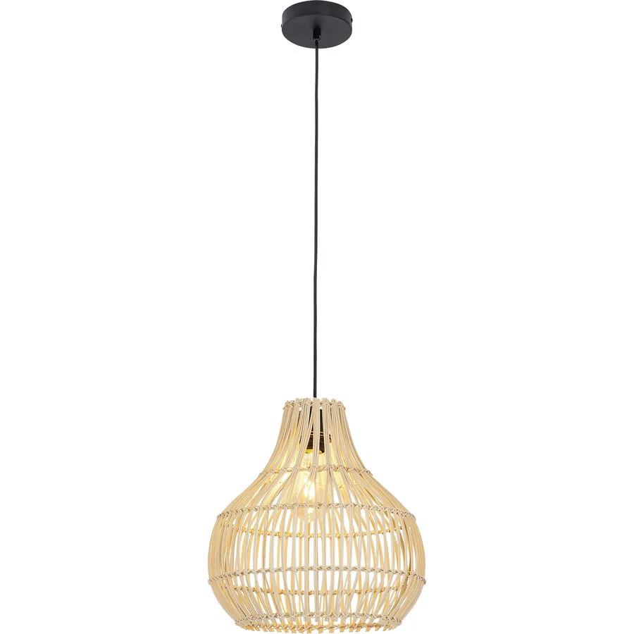 Pendellampe Belize Braun/Schwarz Eisen/Rattan 33 cm 35 cm - Farbe: natur/schwarz
