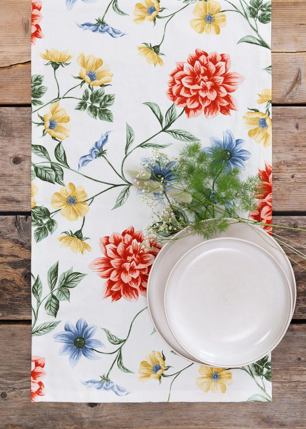 Løpere - Dahlia (rød) (Størrelse: 40 x 140 cm)