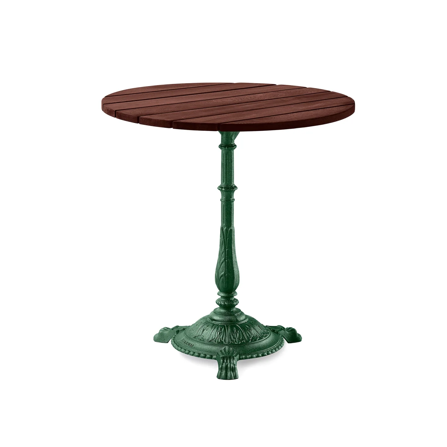 Byarums Bruk - Bord Classic Café Ø70 cm 3-tass – Brunlaserad Furu/Grönlackerad Aluminium - Matbord utomhus - Grön - Metall/Trä