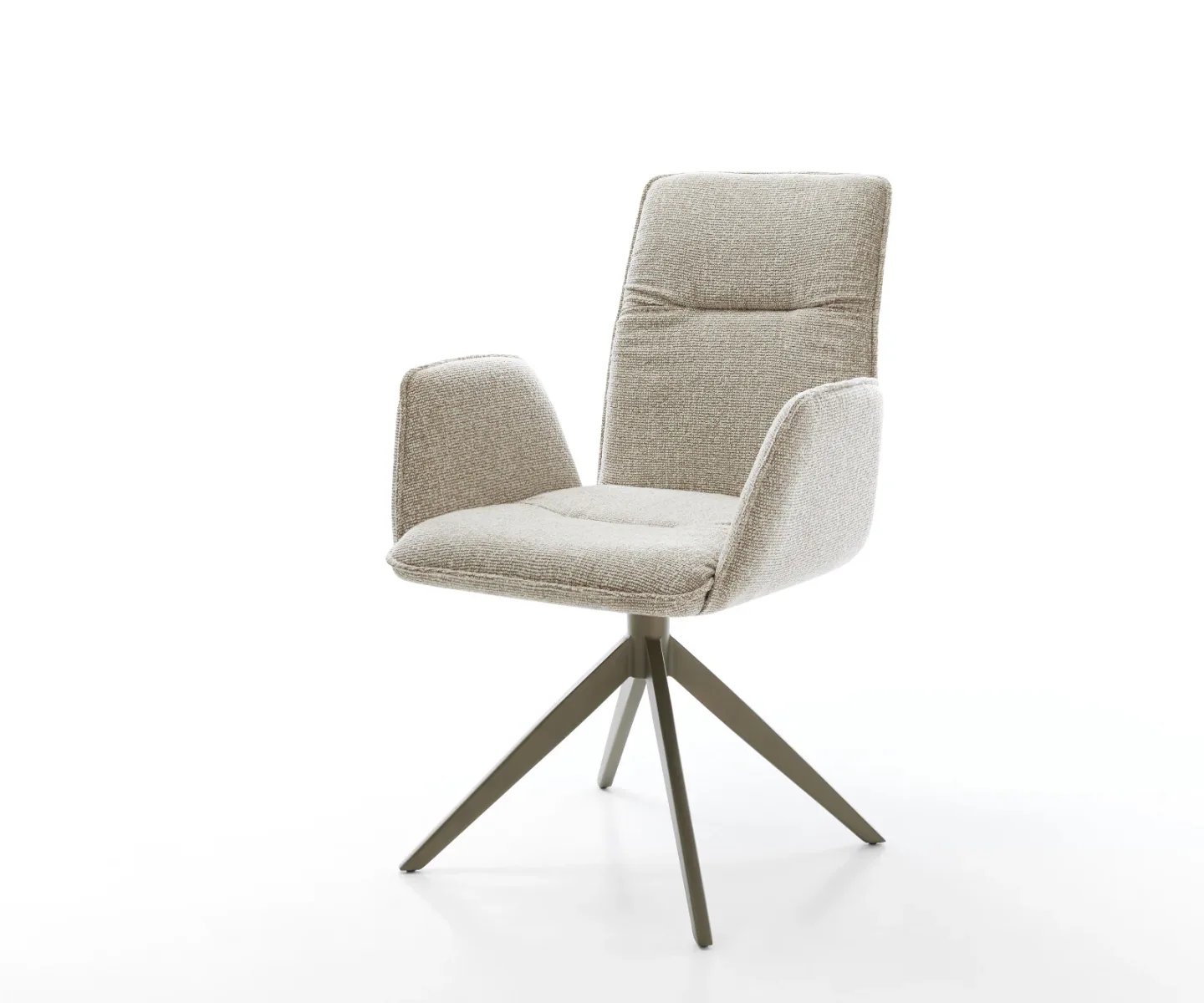 Drehstuhl Vinja-Flex Webstoff Soft Beige Kreuzgestell breit Effektfinish Titan 360° drehbar Wippfunktion