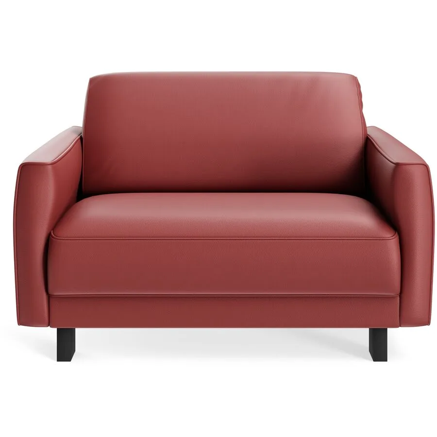 Sessel Avena Dunkelrot Leder, Eiche B 117 T 96 H 74 cm - Möbel Konfigurator: Traummöbel individuell zusammenstellen