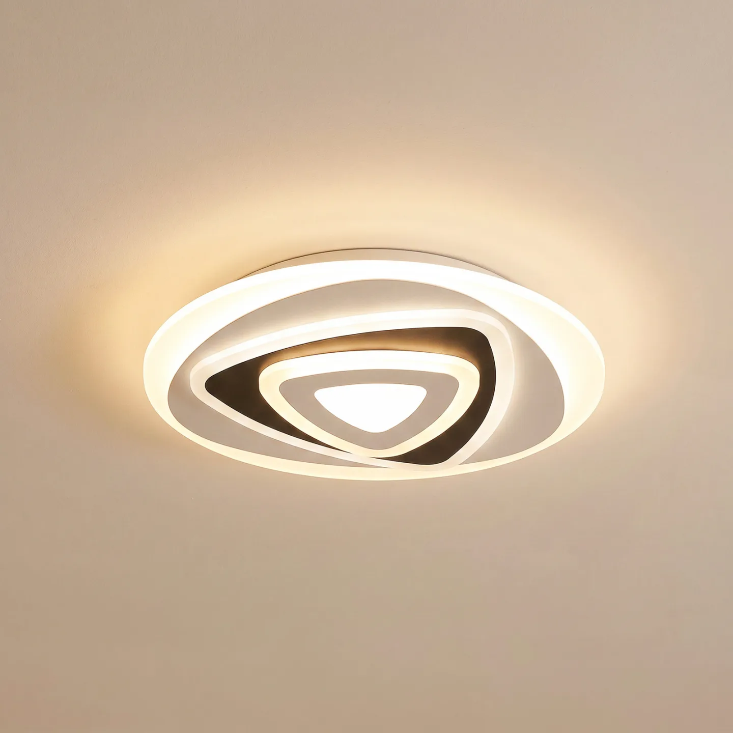Rebeka LED-taklampa, vit/antracit – Lindby - Vardagsrum - Modern - Plast - Rund