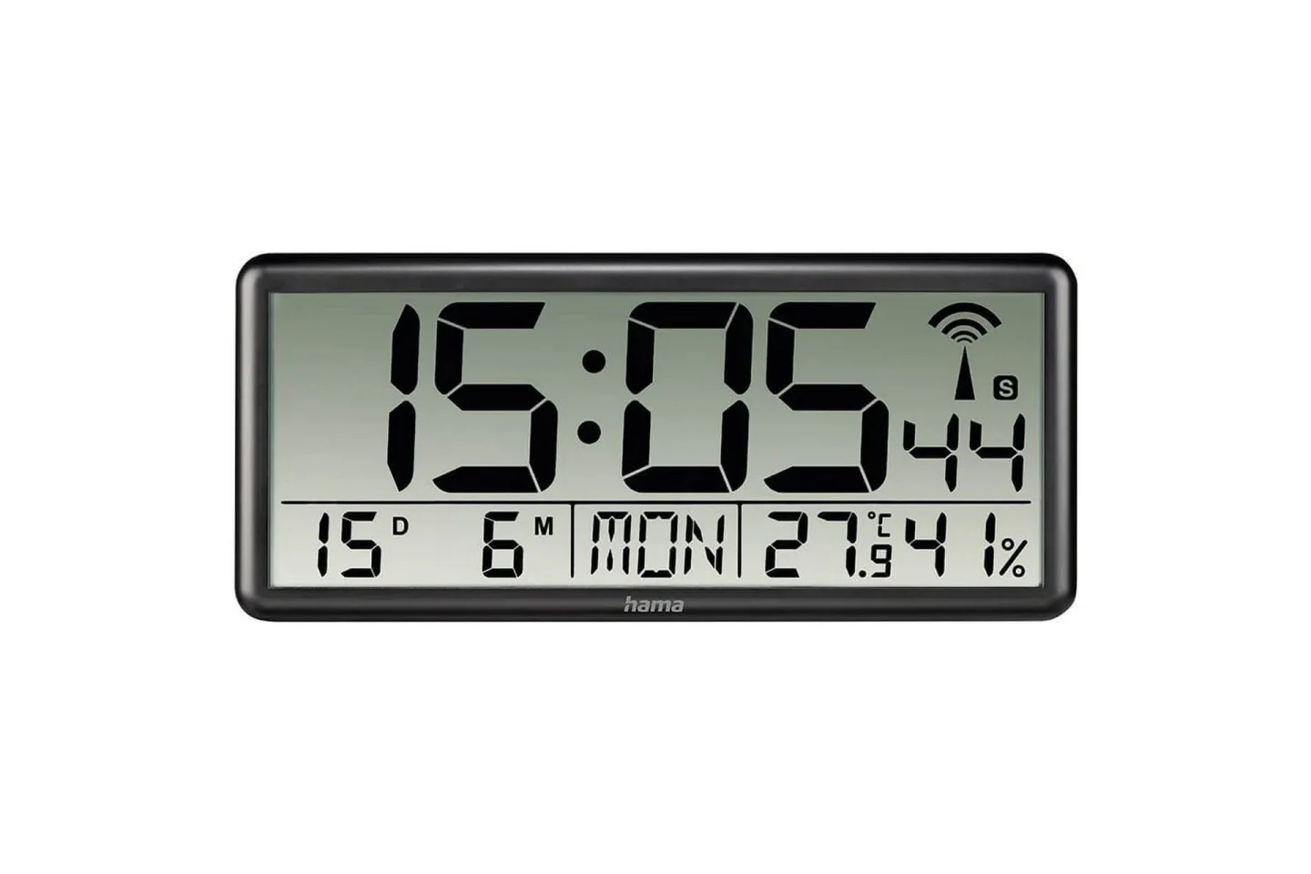 Väggklocka Hama Digital Jumbo med Radio Svart - Svart