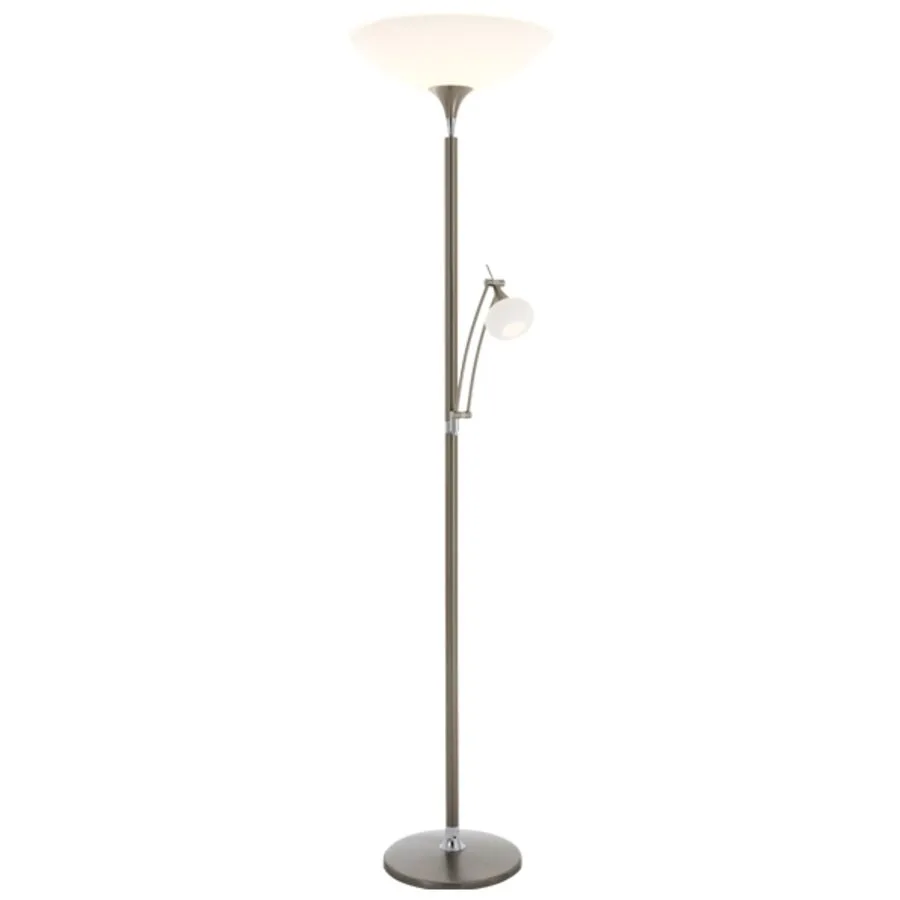 Designer-Steh/Leselampe Bankamp Opera Nickel matt dimmbar H 180 cm - Farbe: Nickel matt m. Chrom/weiss sat - LED - Lichtfarbe: Extra warmweiss -