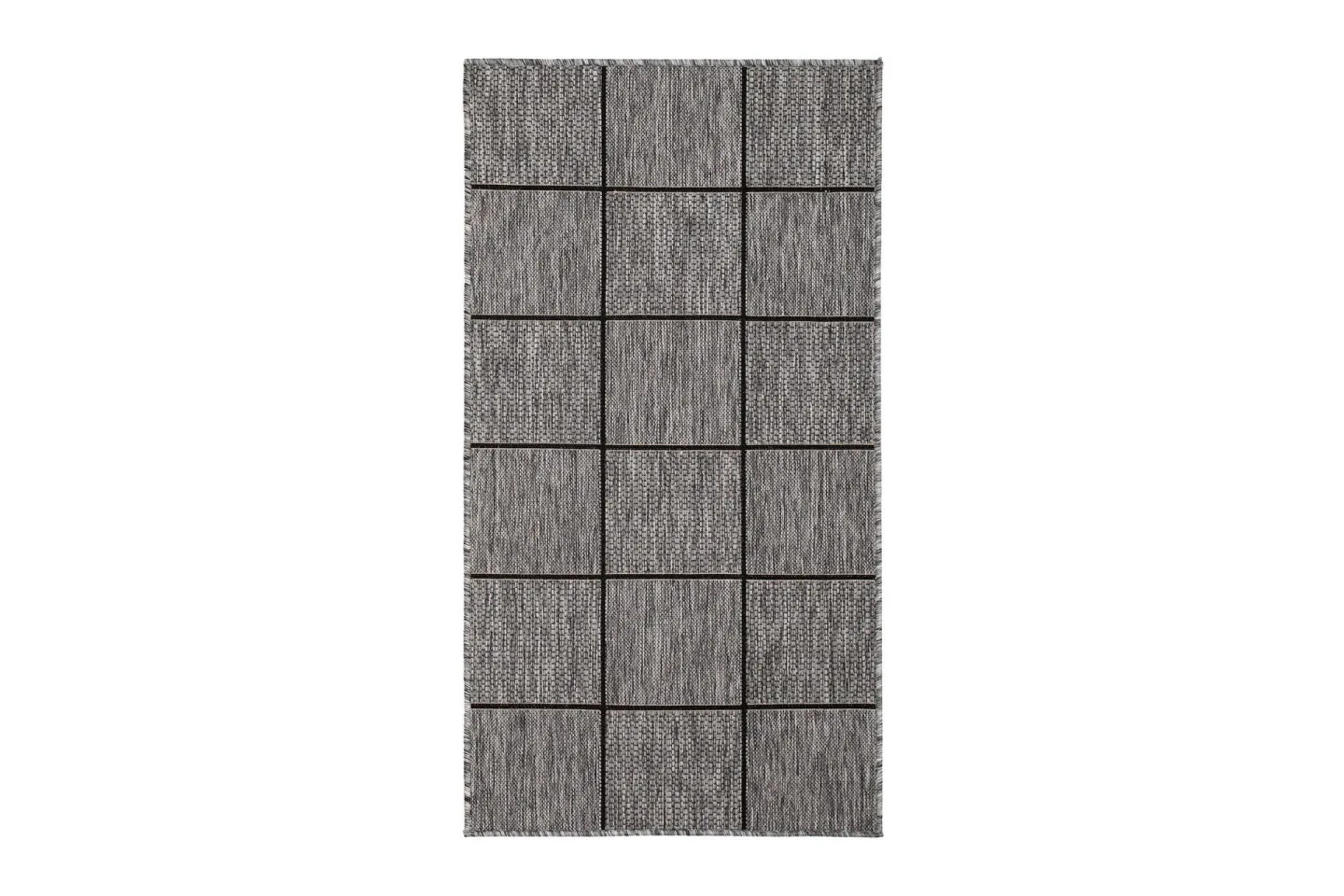 Madrid Square Flatvävd Matta 80x240 - Grå/Svart