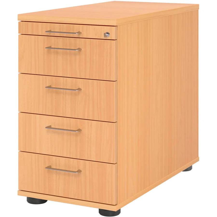 Standcontainer Office buche/Aluminium gebürstet Holzwerkstoff B 42.8 H 76 cm