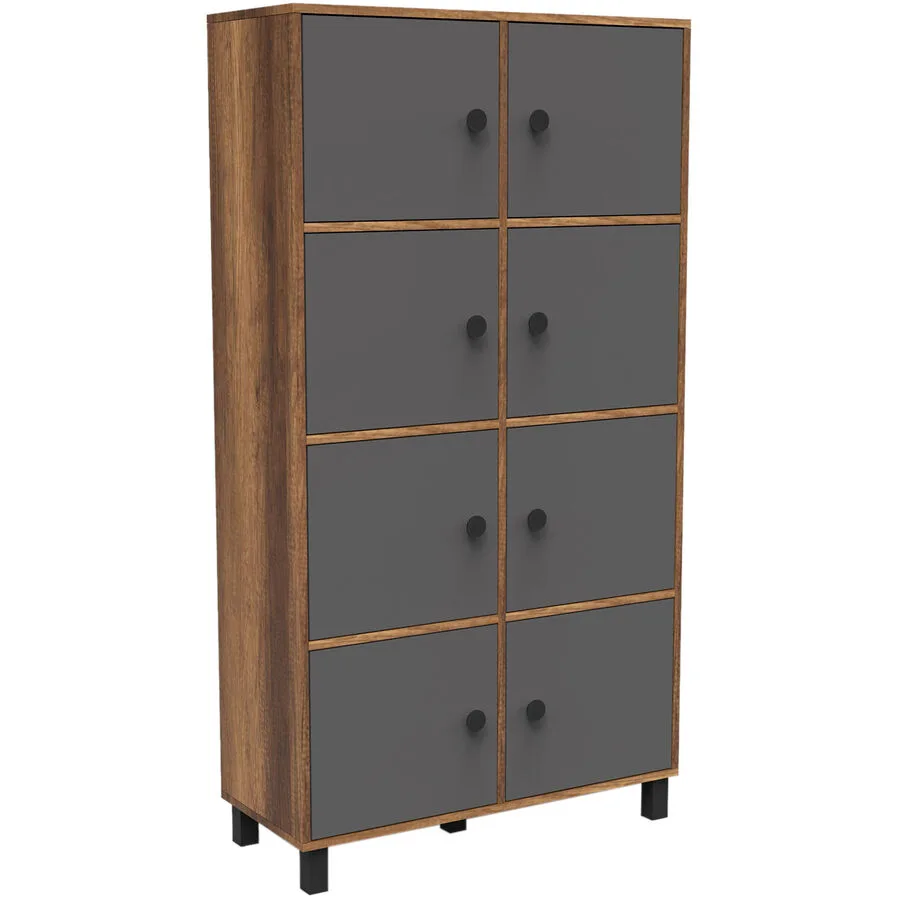 Schrank Yemek Walnuss und Anthrazit melaminbeschichtete Spanplatte B 96 cm H 179.4 cm