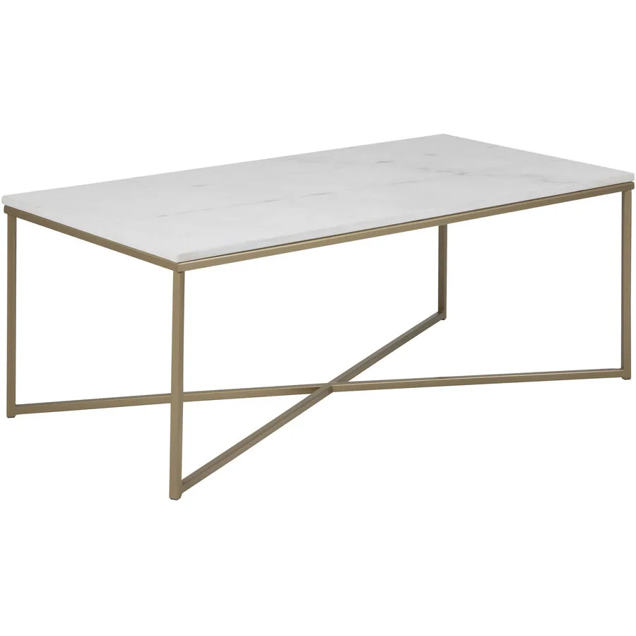 Salontisch Alisma weiss, gold Marmor, Metall B 120 T 60 cm