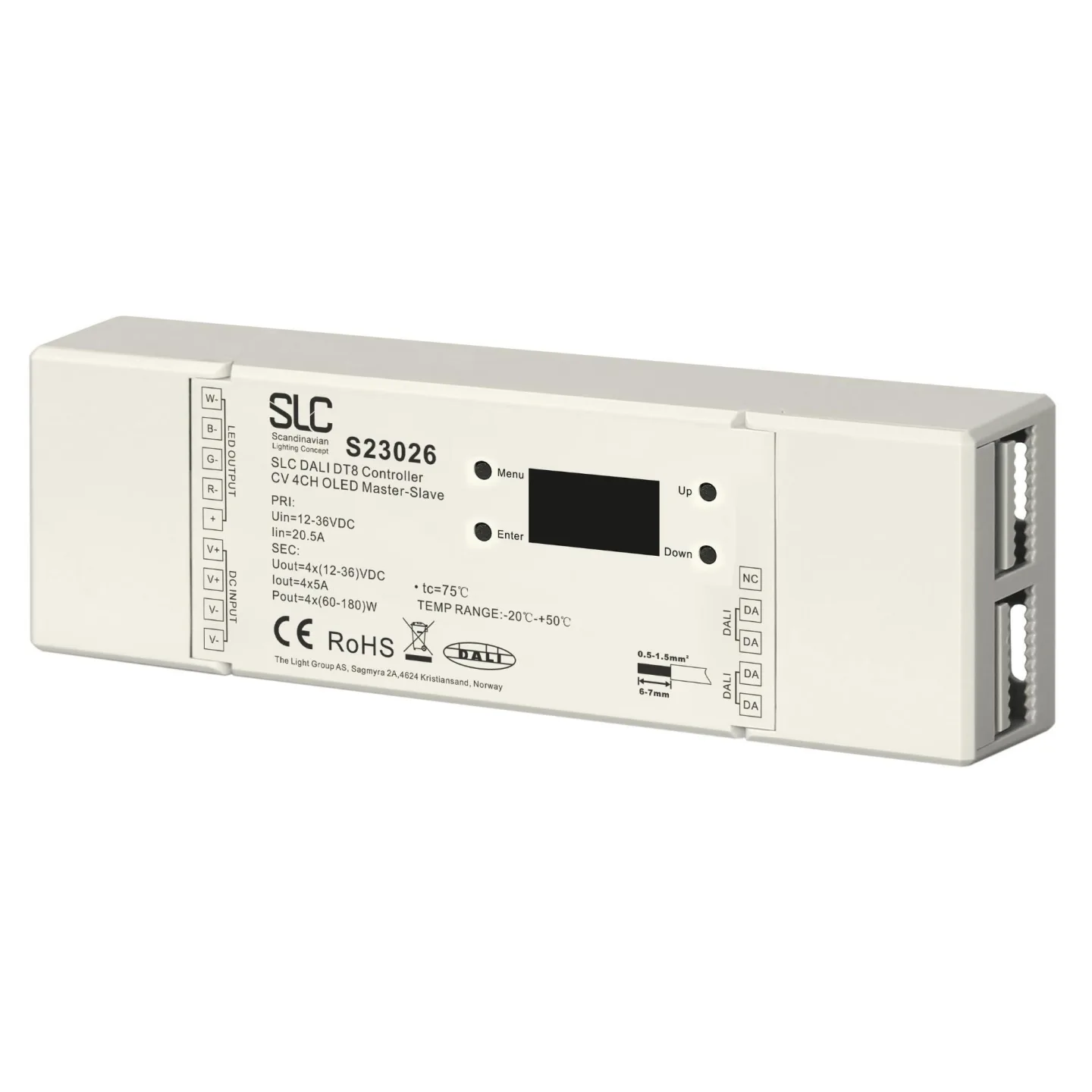 Controller 4x5A 12-36V 480W DALI DT8 IP20 RGBW/TW