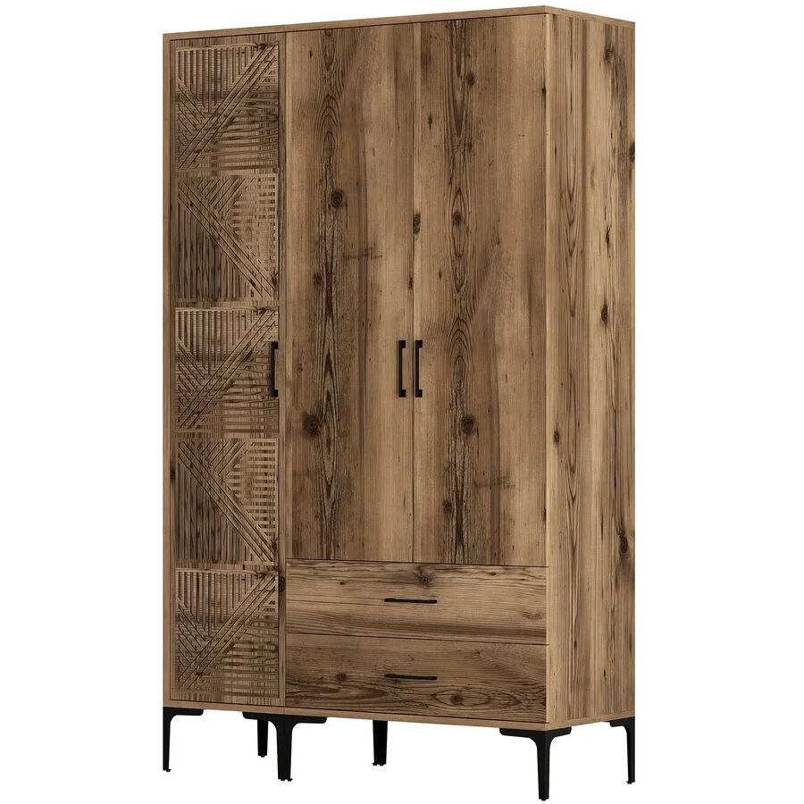 Kleiderschrank Uyumak Walnuss Melamin B 120 cm