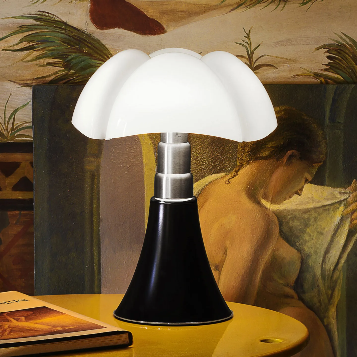Minipipistrello batteridrevet bordlampe brun, 35 cm - Martinelli Luce - Stue - Design - Metall - Med skjerm