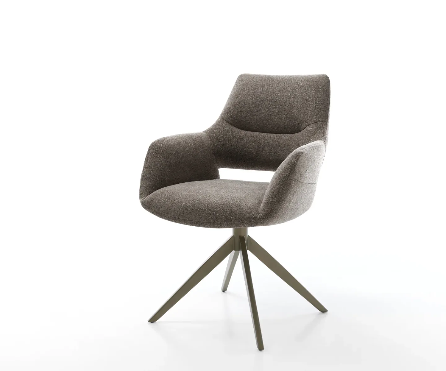 Drehstuhl Yago-Flex mit Armlehnen Strukturstoff Soft Taupe Kreuzgestell breit Effektfinish Titan 360° drehbar Wippfunktion Taschenfederkern