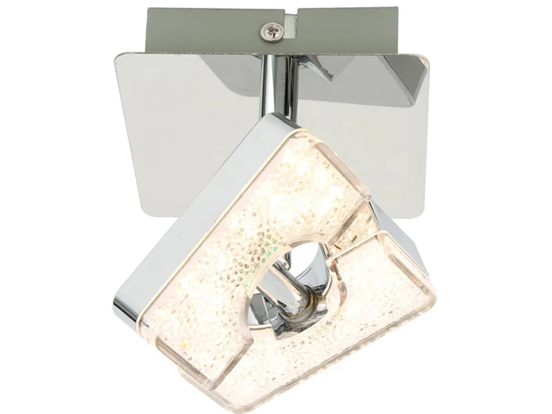 1 Spot LED SQUARE GLITTER 10cm 6W silberfarben