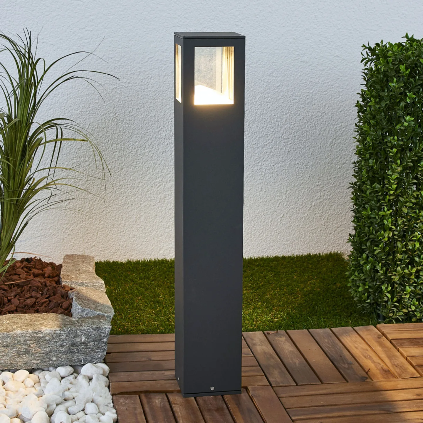 Nicola Außen Garten Leuchte H65 Graphite - Lucande - Terrasse - Modern - Aluminium - Einflammig