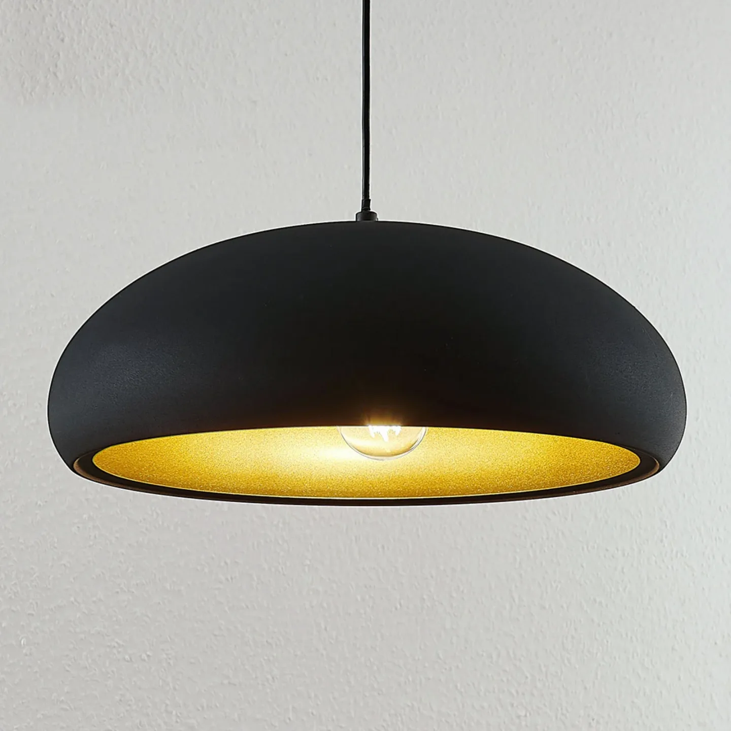 Gerwina Pendelleuchte Black/Gold - Lindby - Wohnzimmer - Modern - Metall - Einflammig