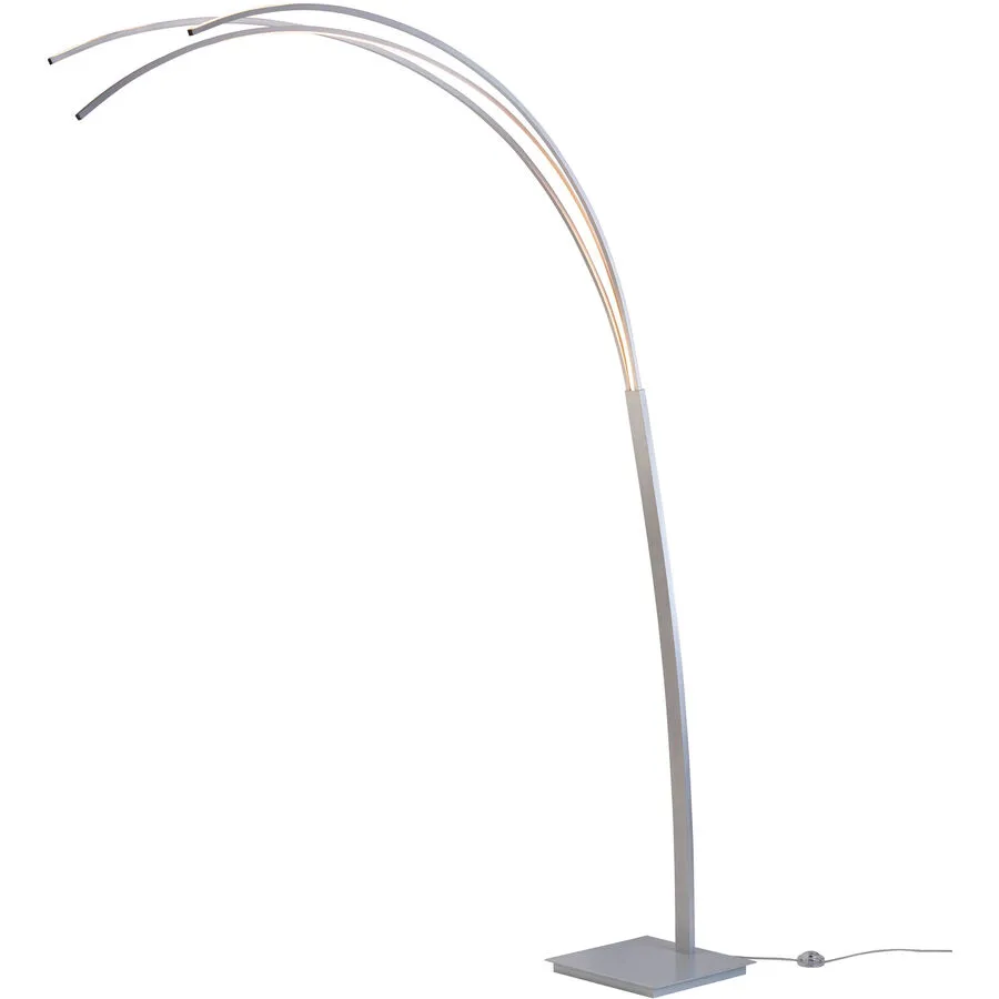 Bopp Stehlampe Bow Silber Aluminium 208 cm - LED - Lichtfarbe: Extra warmweiss - LED Energiesparlampen