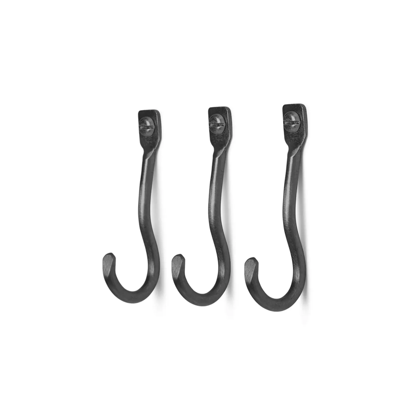 Ferm Living Curvature Haken 3er Pack Schwarz Messing