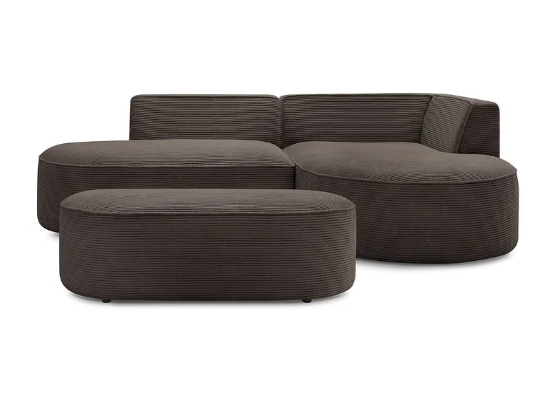 Ecksofa mit Hocker BOBOCHIC ROUSSEAU Cord-Stoff rotbraun
