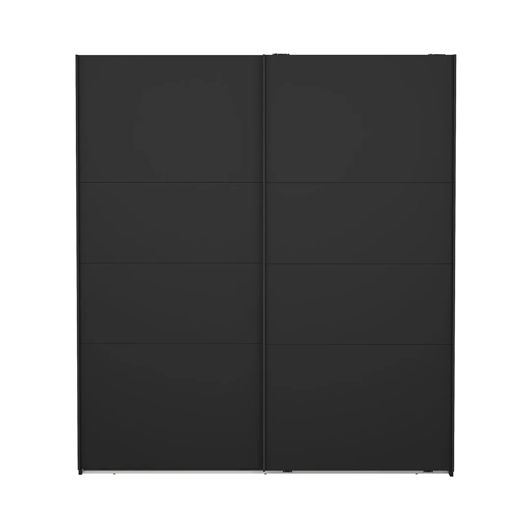 Catania Kleiderschrank 201x179x67cm, 2 Schiebetüren matt schwarz.