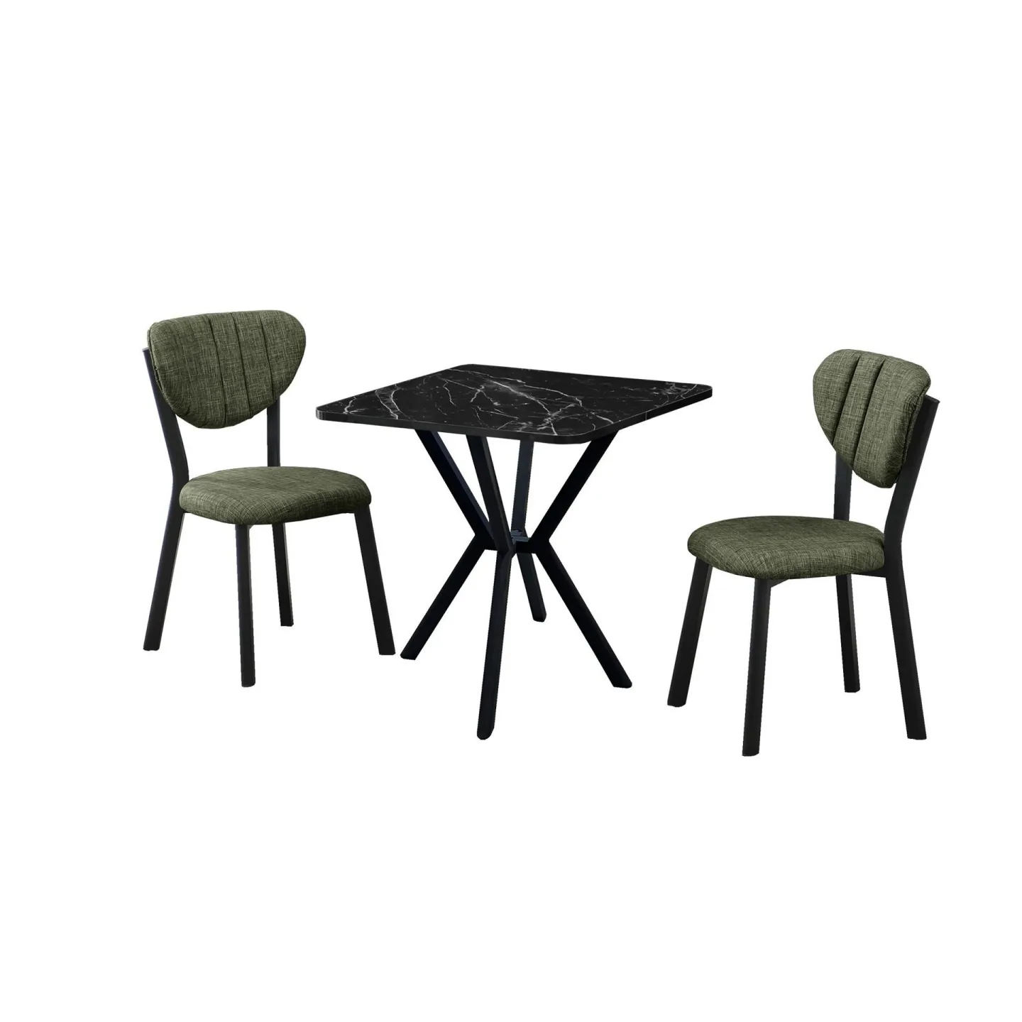 Krylor Matgrupp Bord 70 cm + 2 Stolar - Grön Svart