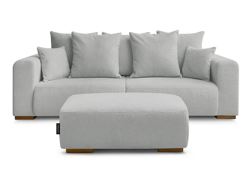 3er Sofa mit Hocker BOBOCHIC SIDONIE Stoff chiniert hellgrau