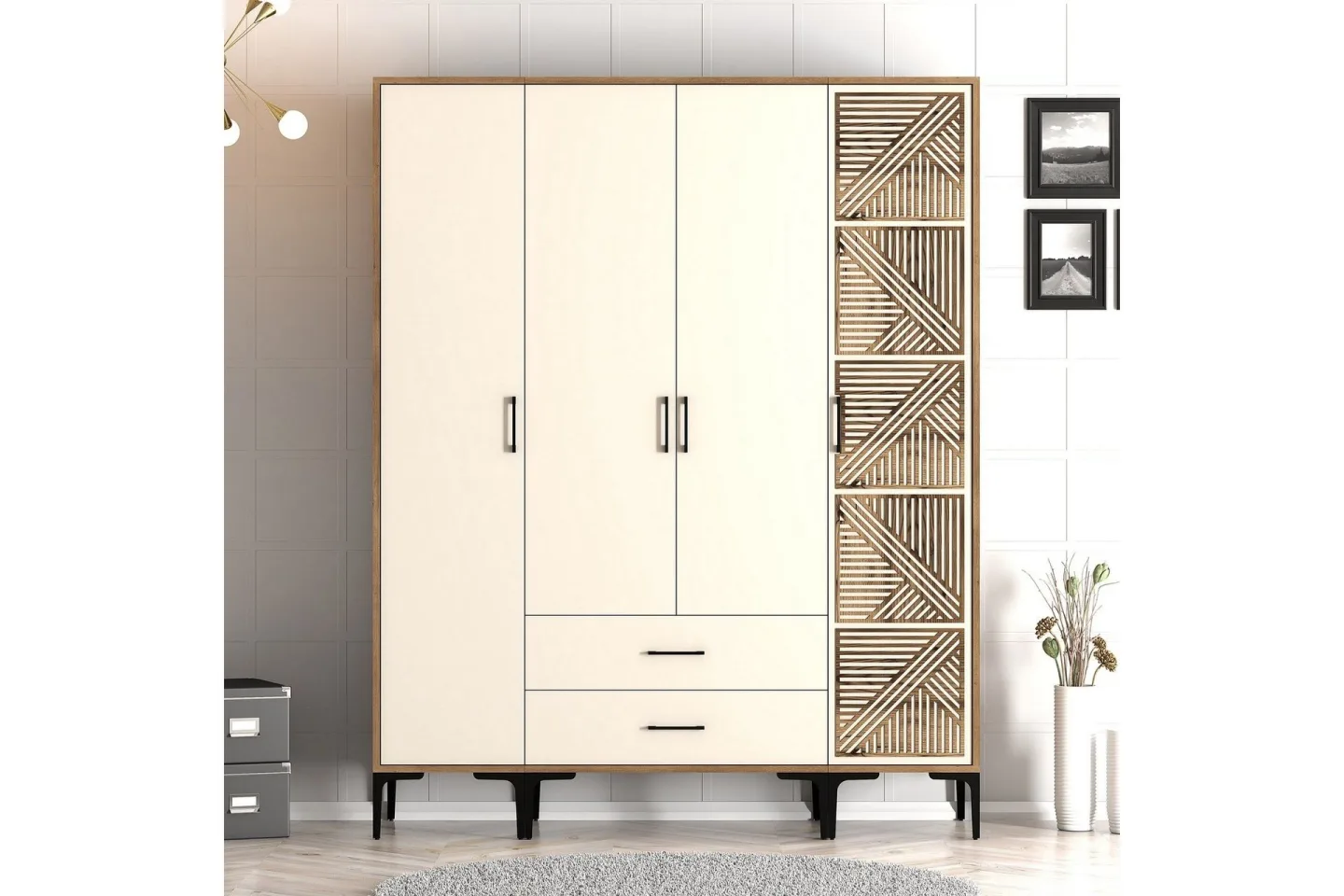 Kumsal Garderob 160 cm - Cream