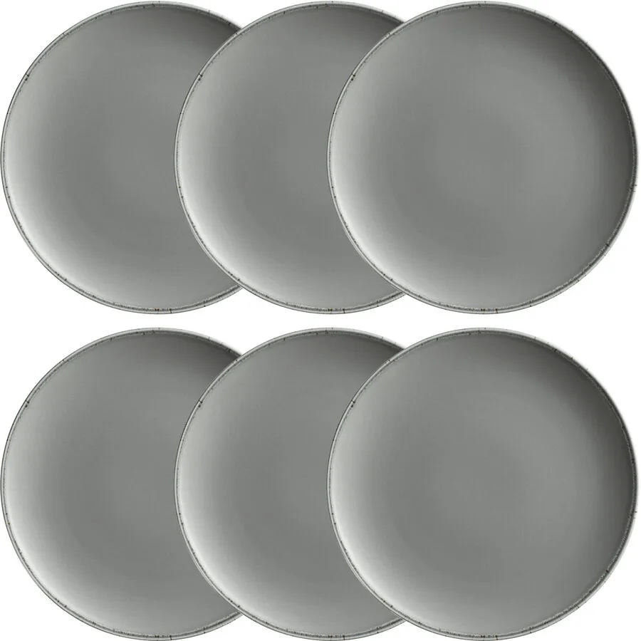MÄSER Dessertteller-Set 6-tlg. Neutral Grau Porzellan 21 cm