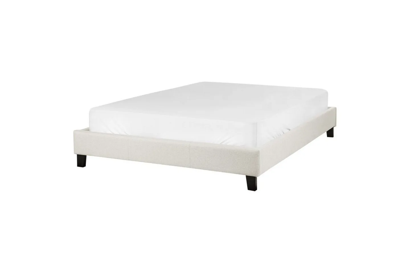 Dubbelsäng Roanne med lamellram Beige-Mörkt Trä, 140x200 cm, Polyester - Beige-Mörkt Trä, 140x200 cm, Polyester