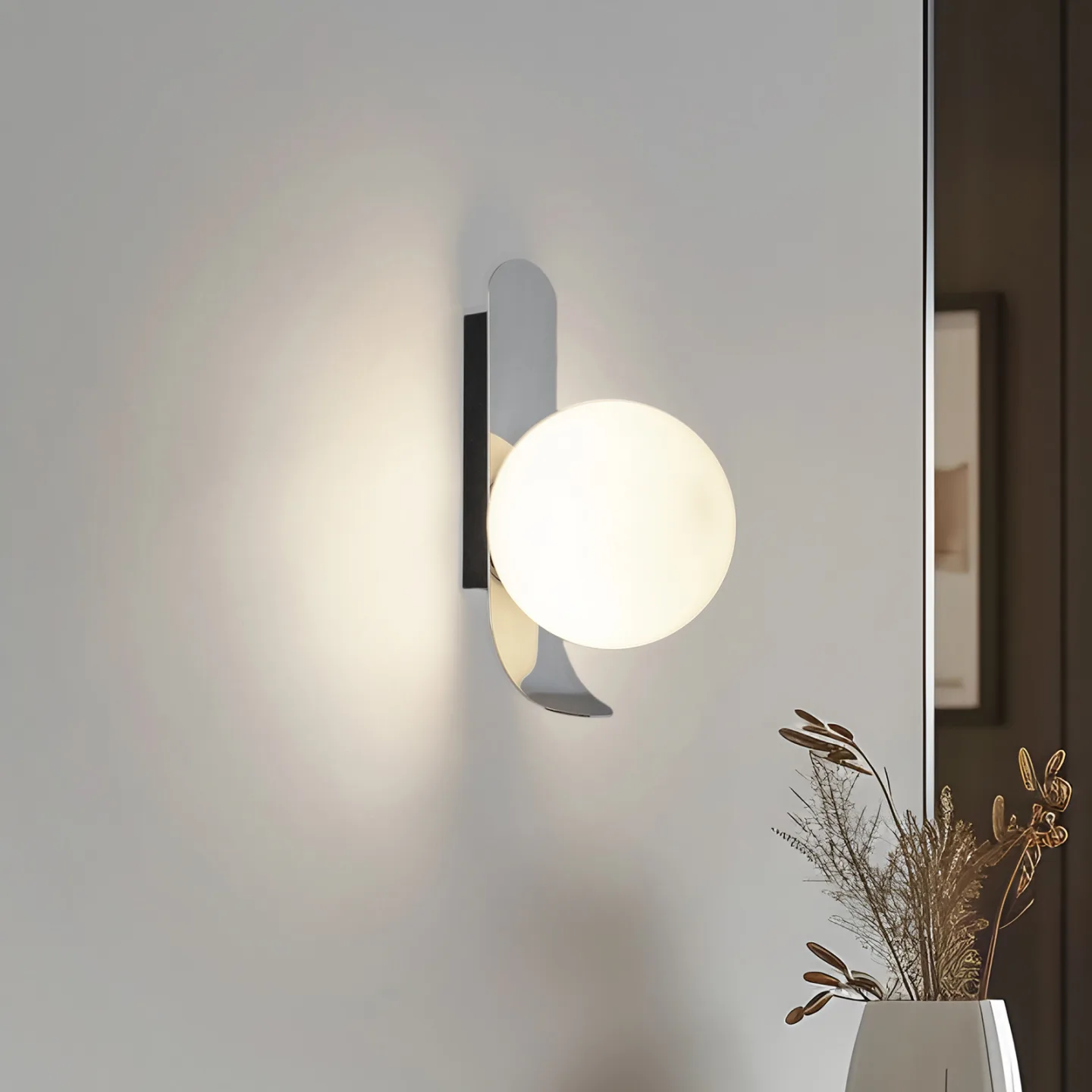 Pearl vegglampe krom - Nola - Stue - Design - Glass - Kule