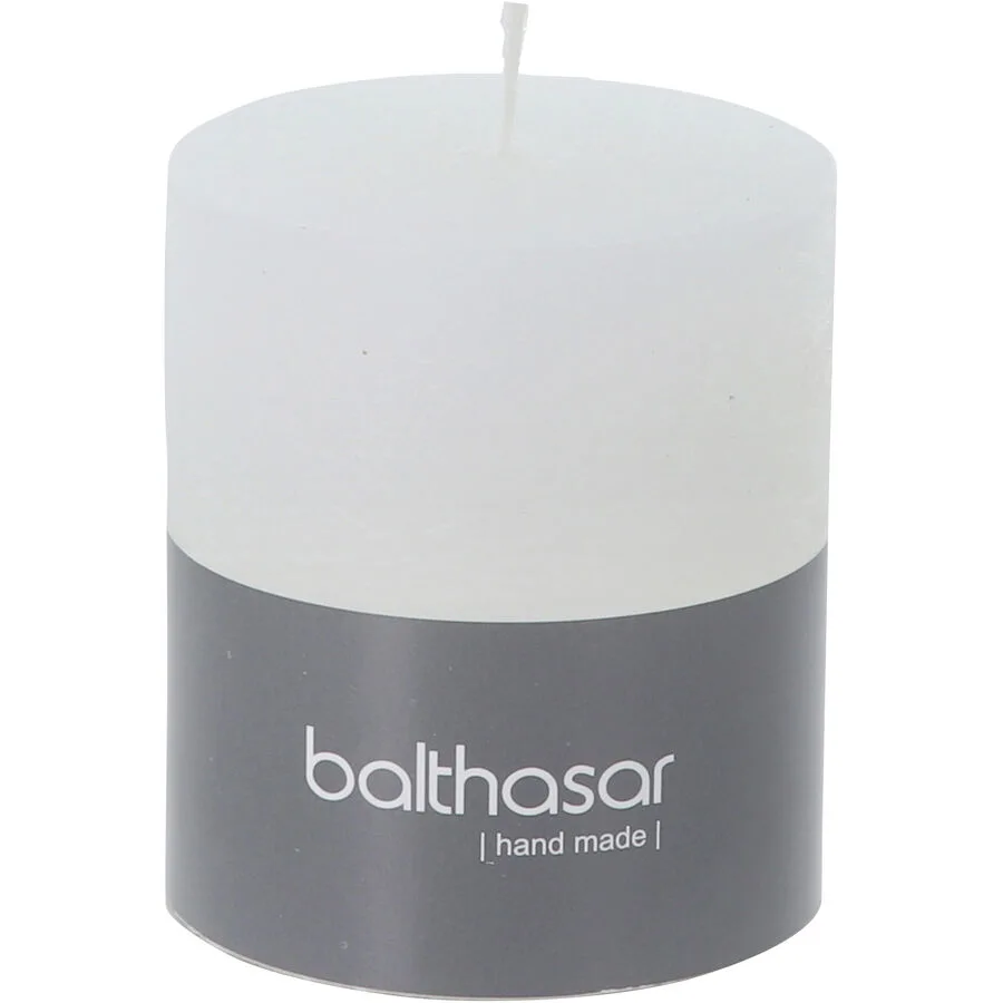 Balthasar Kerze Rustico weiss H8 cm D7 cm, Brenndauer 35h - Material: Wachs