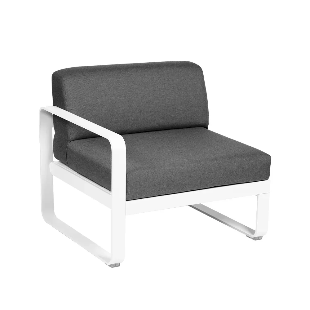 Fermob Bellevie Left modulsoffa Cotton white (vit), graphite grey dyna, 1-sits