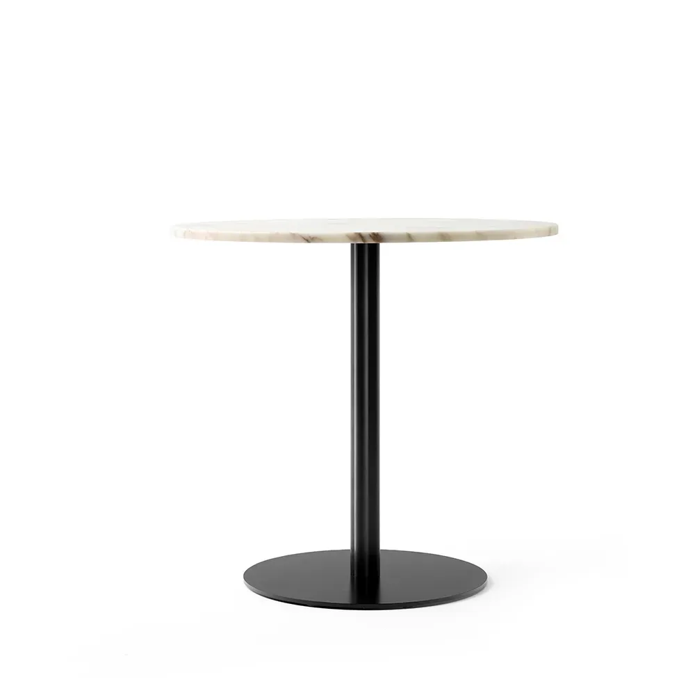 Audo Copenhagen Harbour Column matbord Marble off white-svart stativ, Ø80 cm