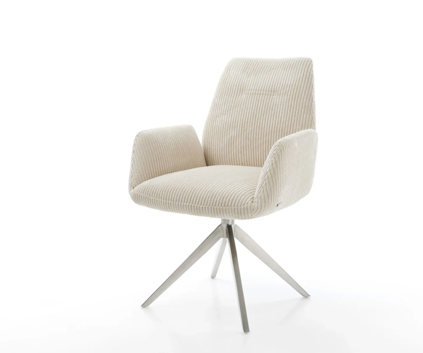 Esszimmerstuhl Zoa-Flex Cord Beige Kreuzgestell breit Edelstahl Taschenfederkern