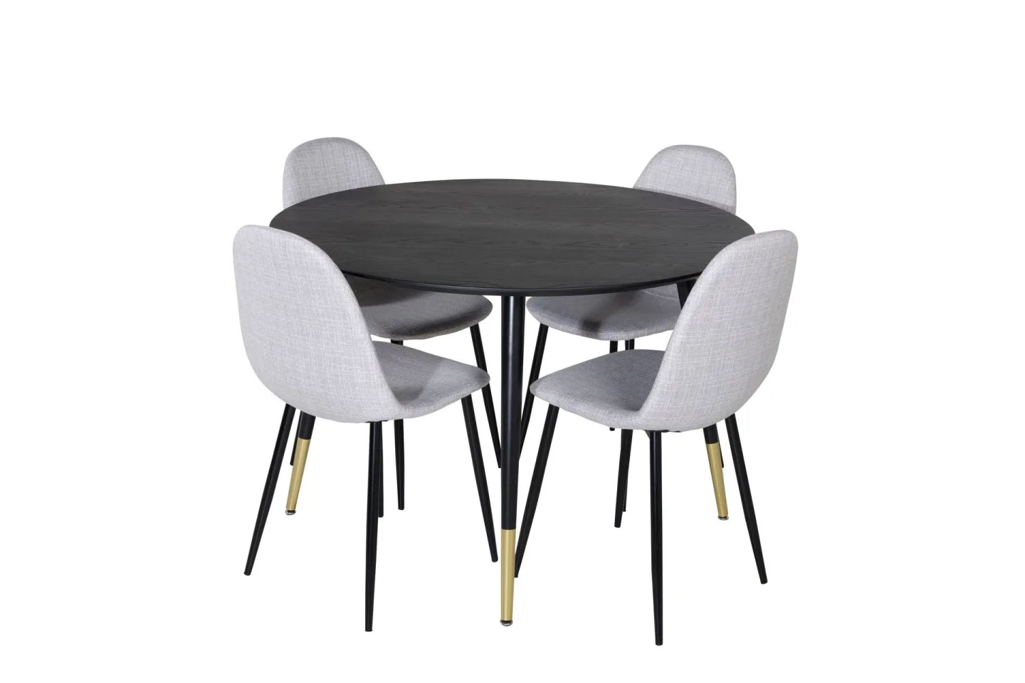 Dipp Matgrupp 115 cm Rund med 4 Polar stolar - Svart/Guld