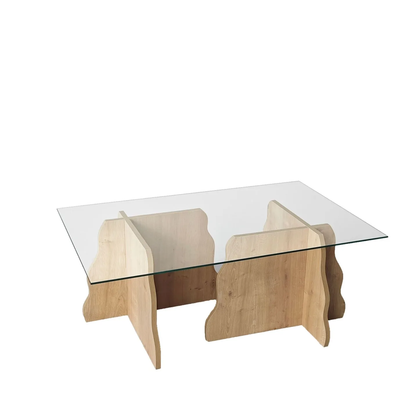 Zevric Soffbord 65x105 cm Rektangulär Glas - Safir Ek Och Transparent