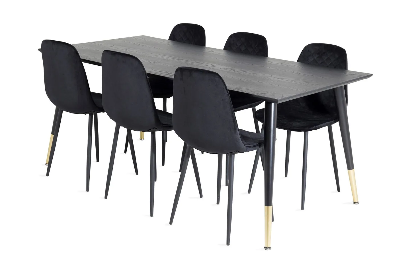 Daicy Matgrupp 180 cm inkl 6 Ypas Stolar - Svart/Mässing