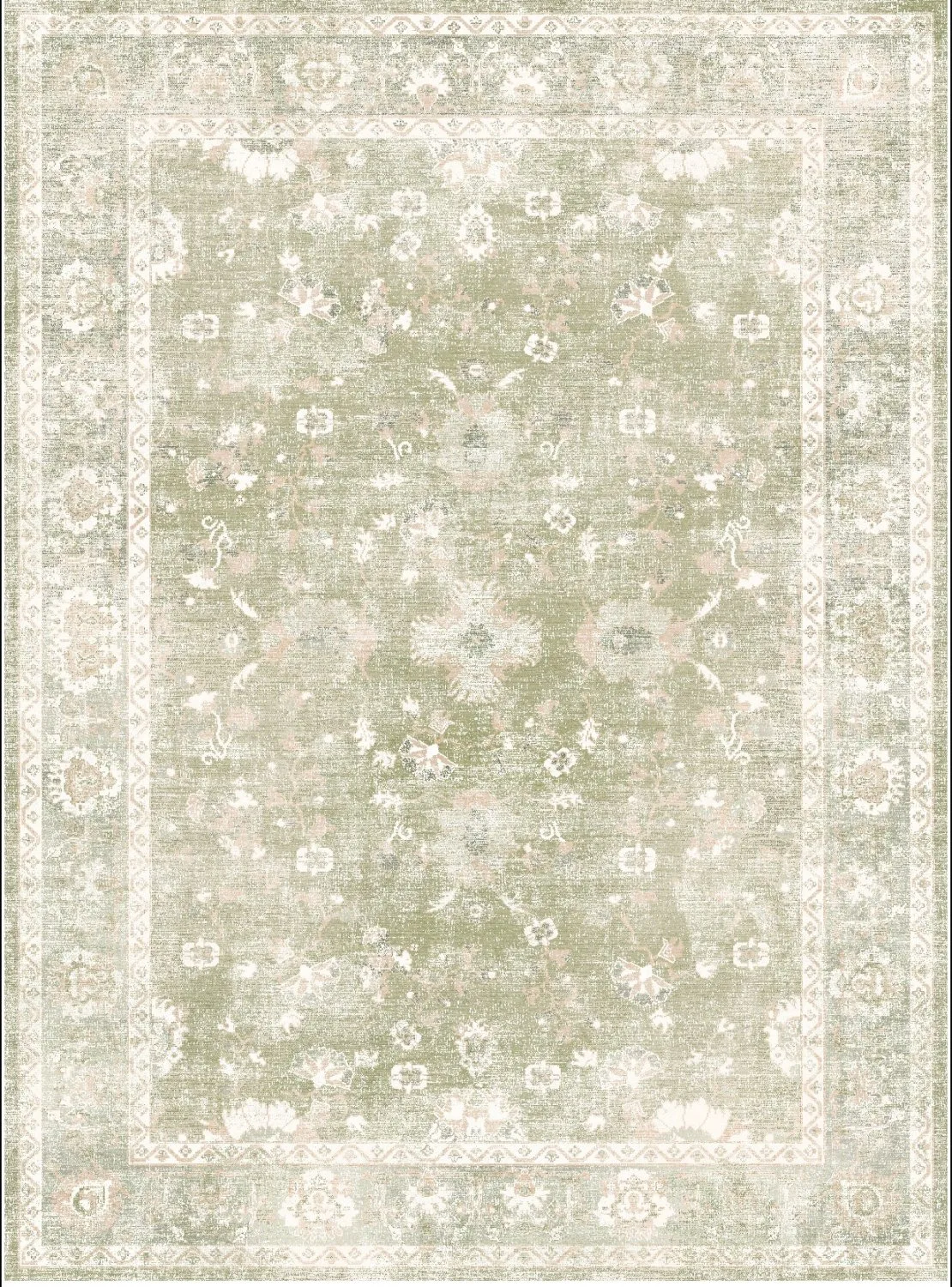 Wilton-teppe - Gombalia (lysegrønn) (Størrelse: 200 x 200 cm)