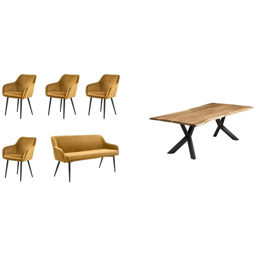 Essgruppe Kuro natur Akazie/Samt B 200 T 100 cm