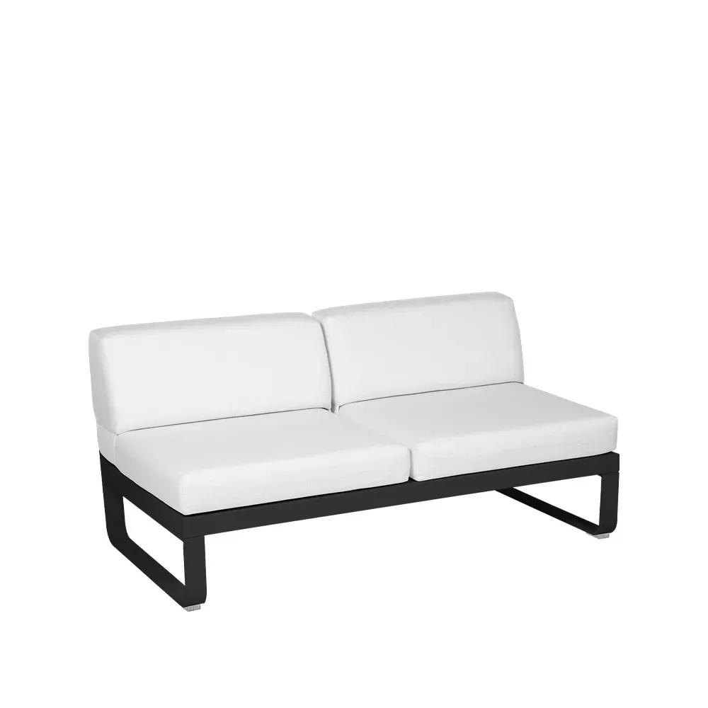 Fermob Bellevie Central modulsoffa 2-sits Liquorice (svart), off-white dyna