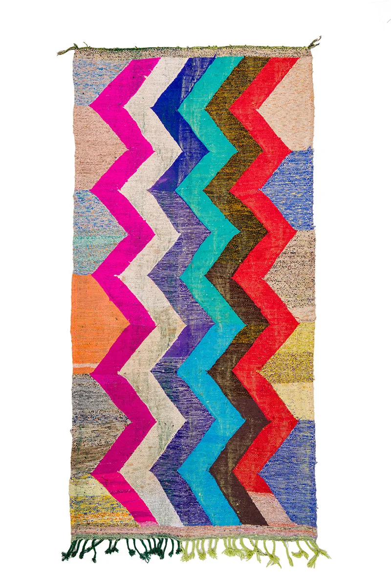 Marokkansk Boucherouite-teppe 135 x 265 cm (Størrelse: 135 x 265 cm)